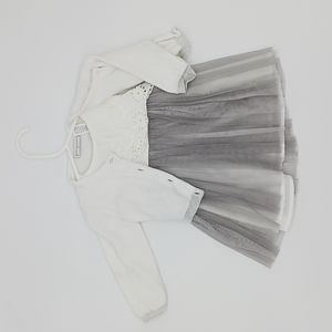 First Impressions White & Silver Tulle Dress (3-6 mo.)
